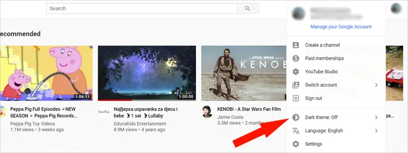 how to enable dark mode on youtube 2a