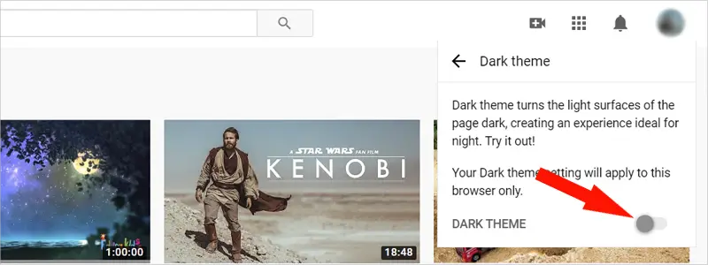 how to enable dark mode on youtube 3a