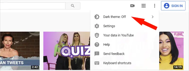 how to enable dark mode on youtube 7a
