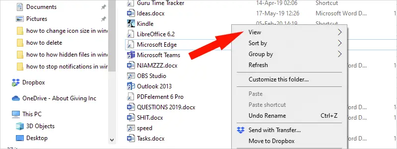 how to change icon size in windows 10 j