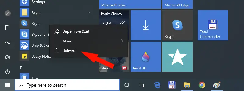 how to disable skype on windows 10 n