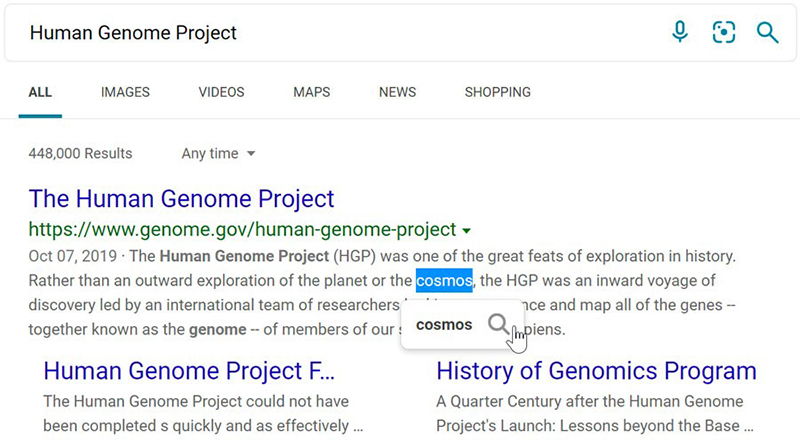 right click search text